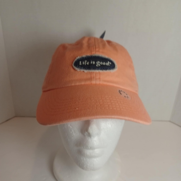 Life is Good Script Oval Black Adjustable Hat Cap Sunkissed Orange New - Picture 1 of 6